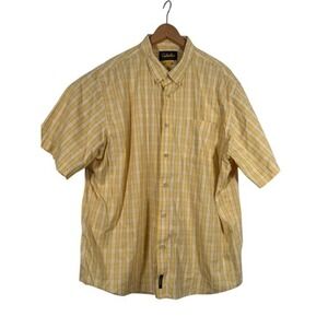 Cabelas Mens Yellow Plaid Short Sleeve Button Up Shirt Size 2XL